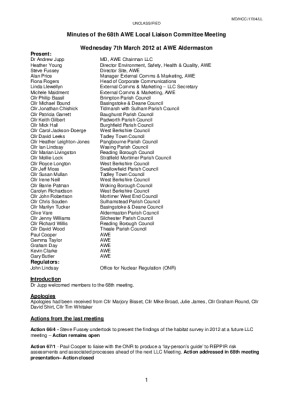 LLC Meeting 68 – 7th March 2012