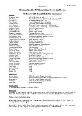 LLC Meeting 69 – 20th June 2012