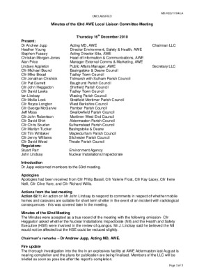 LLC meeting 63 – 16th December 2010