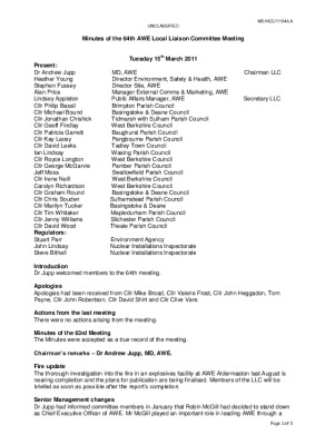 LLC meeting 64 – 15th March 2011
