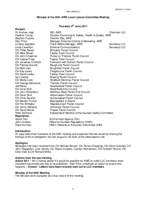 LLC meeting 65 – 9th June 2011