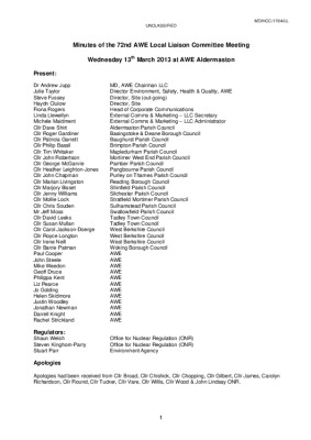 LLC meeting 72 – Minutes 13th March 2013