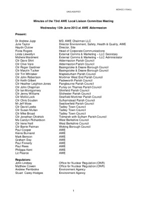 LLC meeting 73 – Minutes 12th June 2013