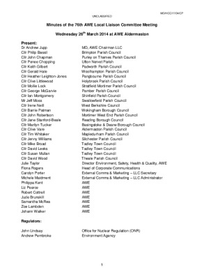 LLC meeting 76 – Minutes 26th March 2014