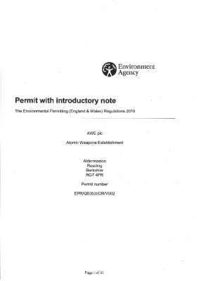 Aldermaston Permit