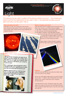 Light-Primary School resource