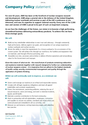 Company Policy Statement – October 2017