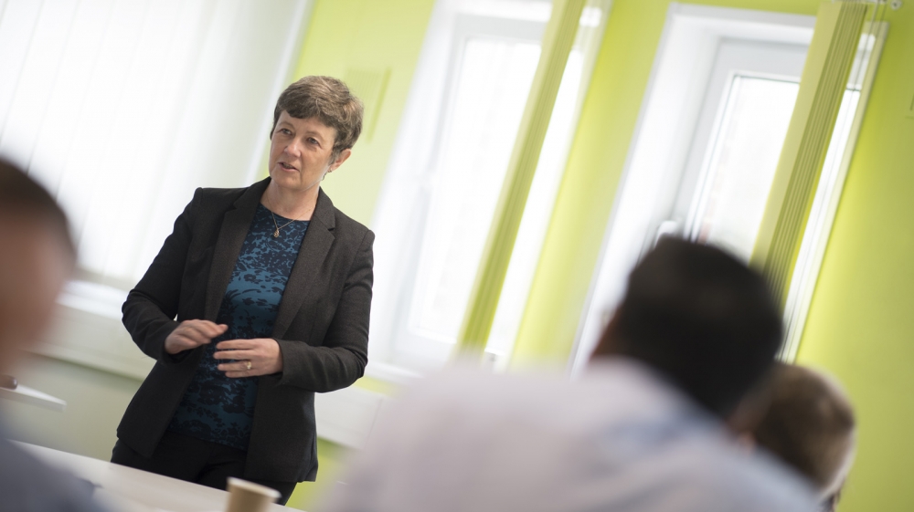 Woman presenting to meeting