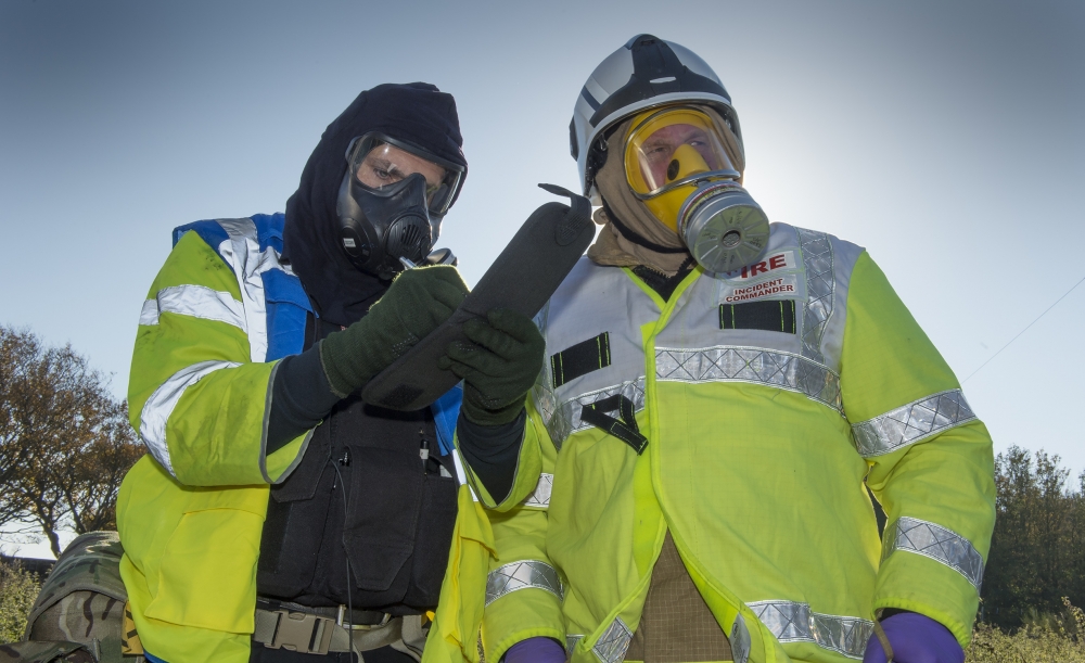 Fire brigade on exercise