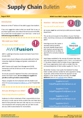 Supplier bulletin – August 2019