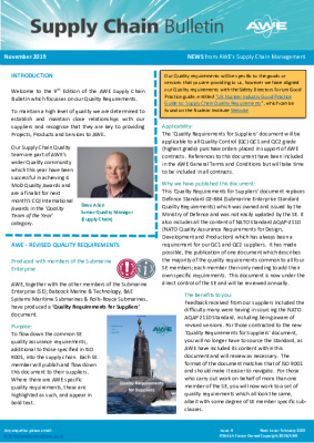 Supplier bulletin – November 2019