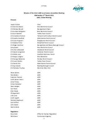 LLC Minutes 101 – 17th March 2021