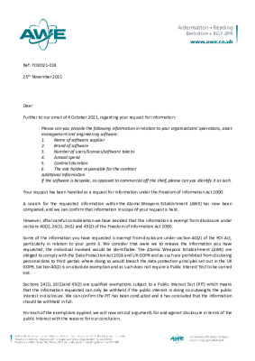 FOI request – Question about software