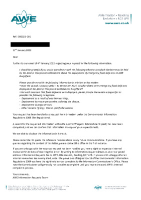 FOI request – Deployment of emergency flood defences