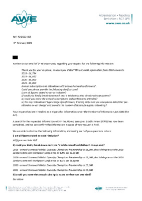 FOI request – Follow up question about Stonewall