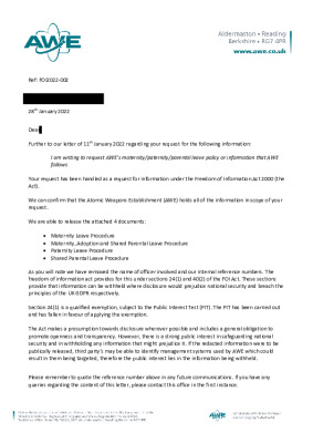 FOI request – Question about Parental leave policies