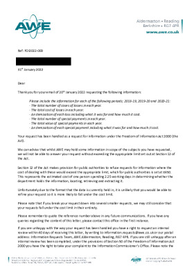 FOI request – Question about losses and special payments