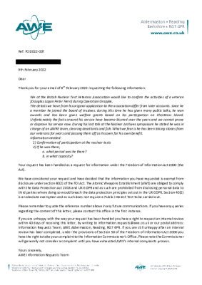 FOI request – Test Veteran details