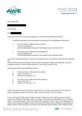 FOI request – Question about misconduct