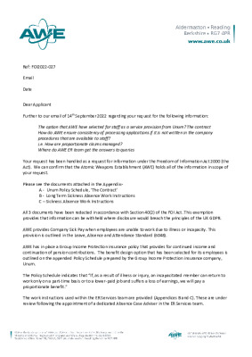 FOI Request – Question about sickness policies