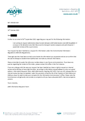 FOI Request – Question about tunnels