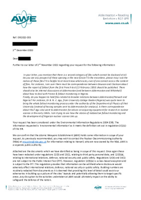 FOI Request – Follow up question on Nigerian correspondence