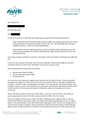 FOI Request – Question about debrieft templates
