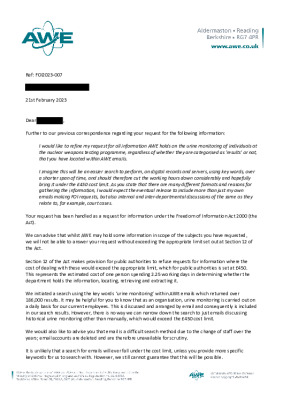 FOI Request – Follow up to request about urine monitoring