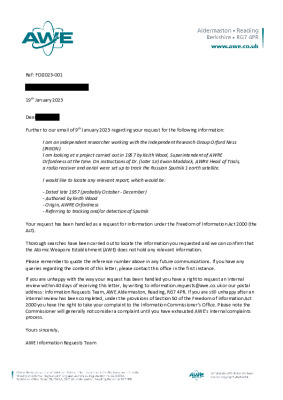 FOI Request- Question about Sputnik report