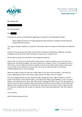 FOI Request – Request for uranium air monitoring data