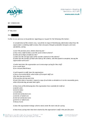 FOI Request – Cycle to work scheme