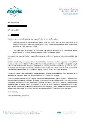 FOI Request – Question regarding contractor details