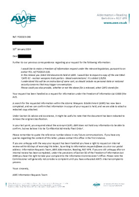 FOI Request – document request CAFO 17-58