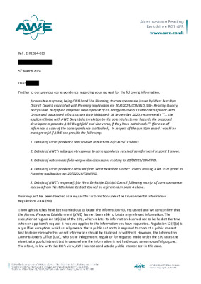 FOI Response – Energy Recovery Centre Correspondence