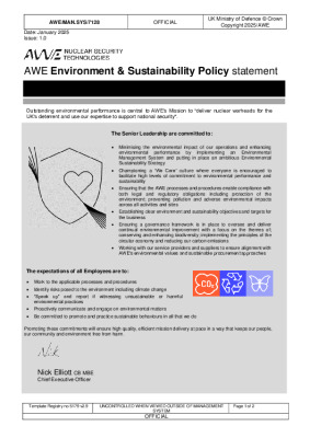 Environment & Sustainability Policy