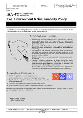 Environment and Sustainability Policy