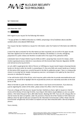 FOI Request – Item 5 from Archive box no. K3435