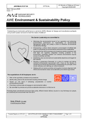 AWE Environment and Sustainability Policy