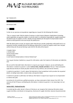 FOI Request – Information on late payments