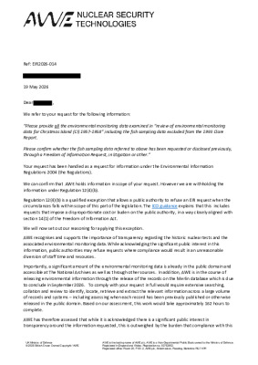 FOI Request – All Environmental Montioring Data from C Island
