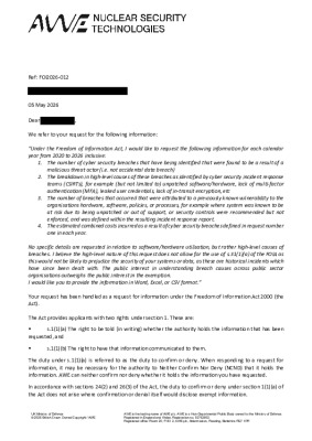 FOI Request – Cyber Security Breaches