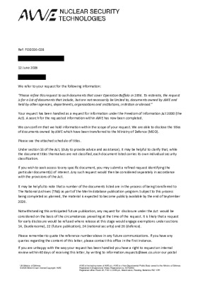 FOI Request – 1956 Operation Buffalo Documents held by Third Parties