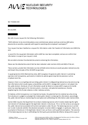 FOI Request – AWE search policy