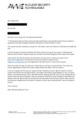 FOI Request – Meetings between T Sol and AWE Execs