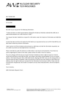 FOI Request – Henderson Chambers attendance to AWE