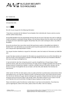 FOI Request – Burghfield workers at Basildon Park